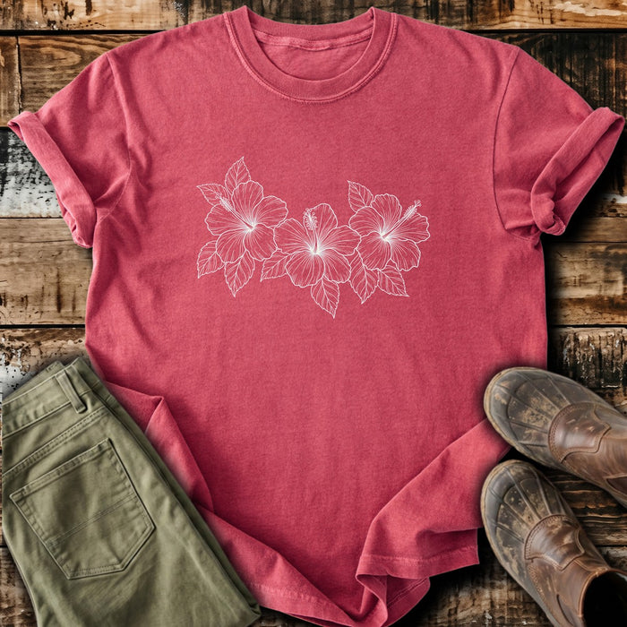 Hibiscus Line Art T-Shirt