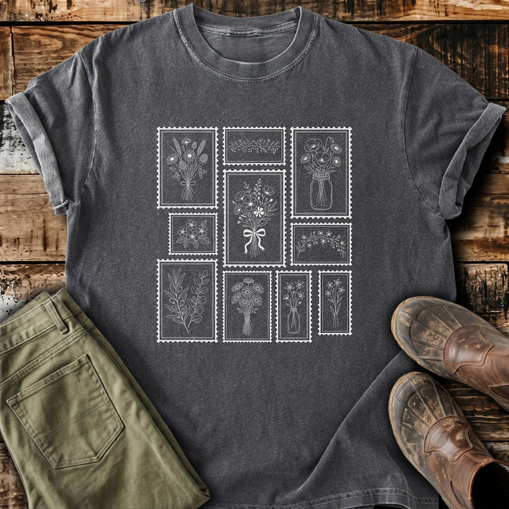 Floral Postage Stamps T-Shirt