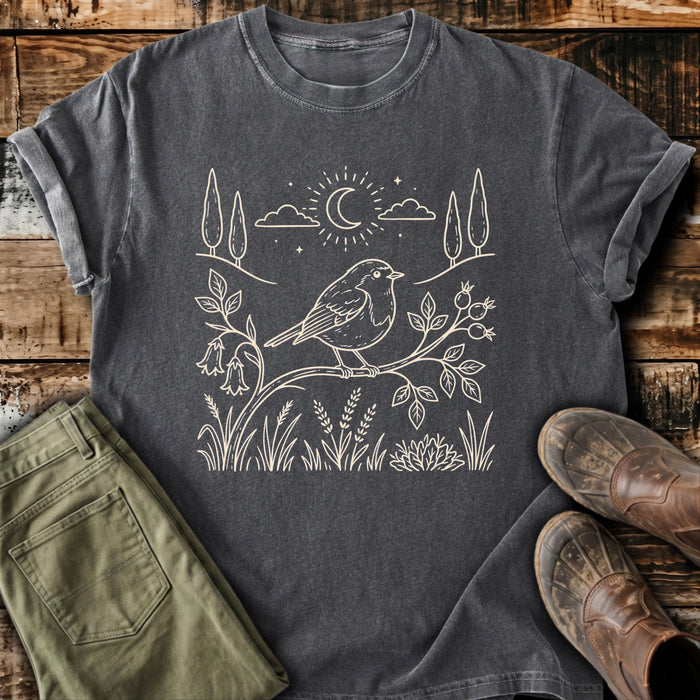 Moonlit Garden Bird T-Shirt