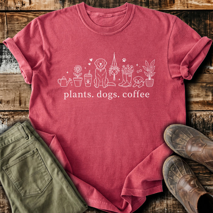 Plants Dogs Coffee T-Shirt