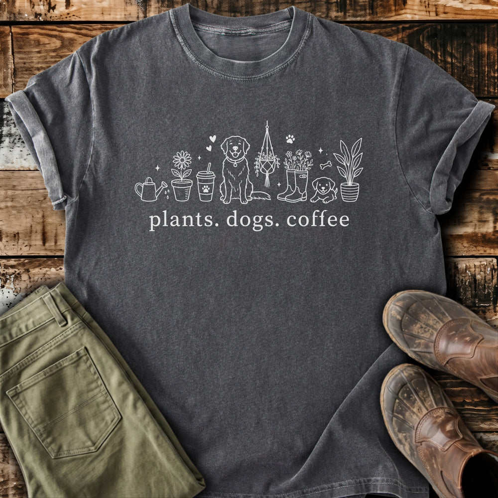 Plants Dogs Coffee T-Shirt
