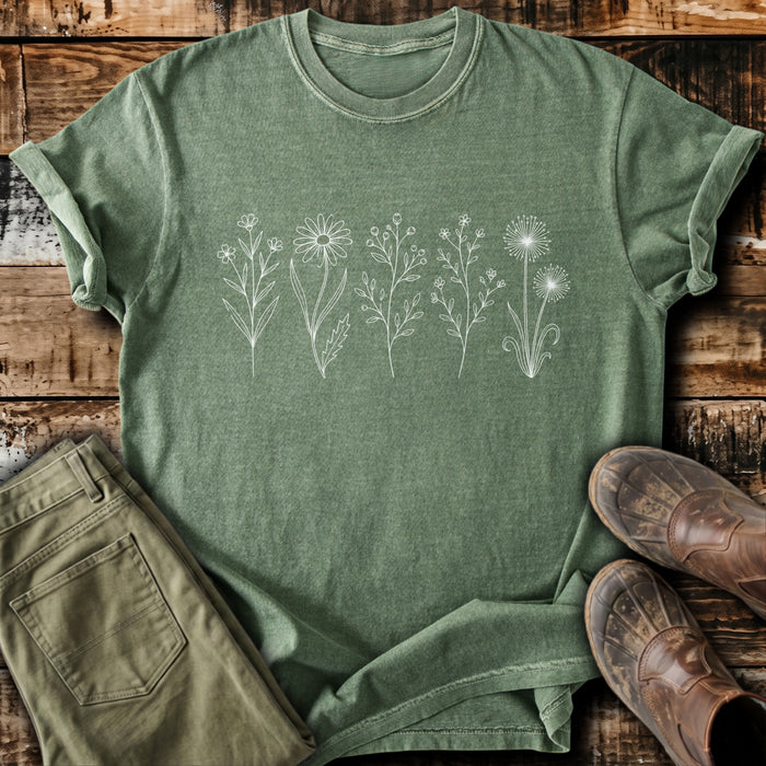 Wildflower Line Art T-Shirt