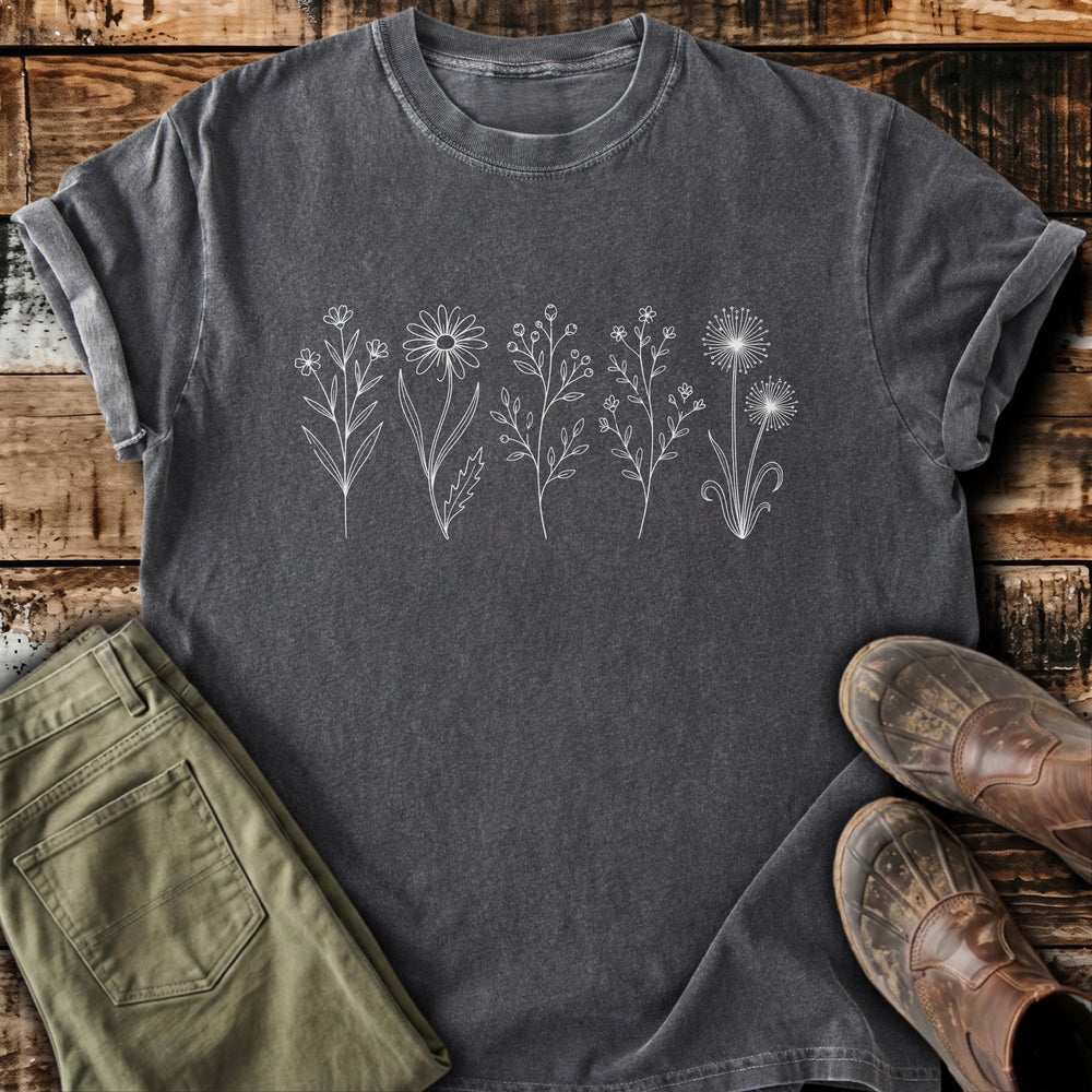 Wildflower Line Art T-Shirt